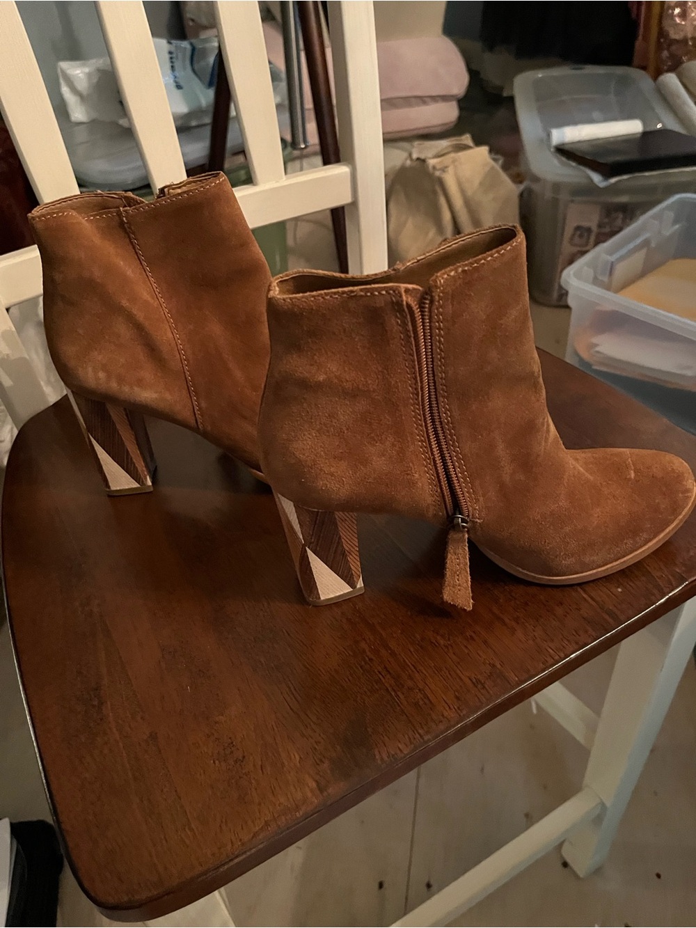 DSW Brown Suede Tassel Side-Zip Ankle Booties